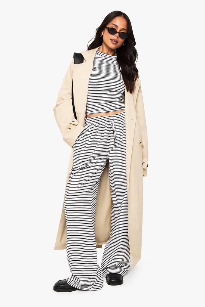 boohoo Dames Gestreepte lange mouw top | Blackwhite | Maat: 10