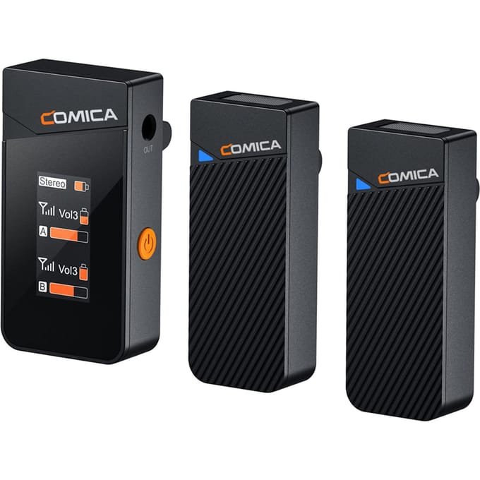 COMICA Vimo C2 draadloos microfoonsysteem met 1 ontvanger en 2 microfoons 200M zendbereik 4 without a charging case zwart