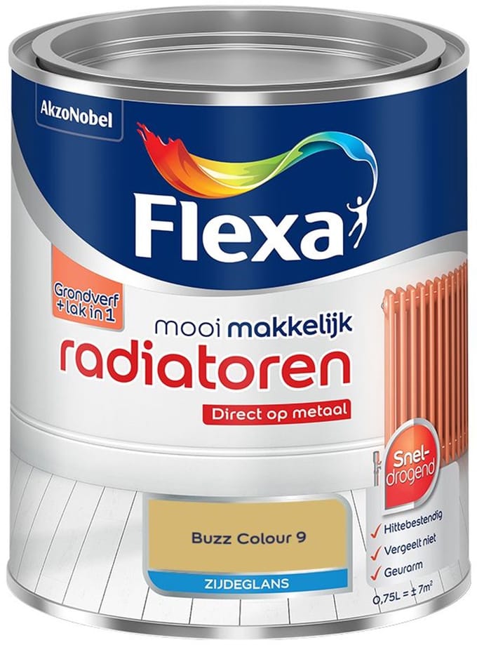 Flexa - Mooi Makkelijk Radiatoren Zijdeglans - Buzz Colour 9 - Mengverf - 750 Ml