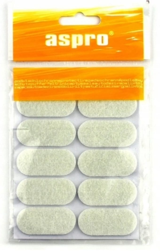 Aspro - Zelfklevende Viltjes - 2x4,4 cm - Wit - 10 stuks
