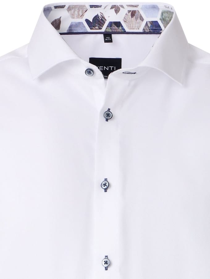 Wit Venti Overhemd Kent Kraag Met Motief Modern Fit - L