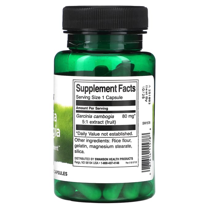 Garcinia Cambogia 5:1 Extract, 60 Capsules (80 mg per capsule)
