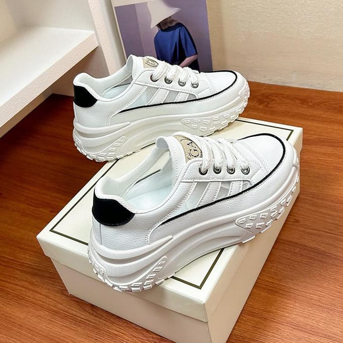 Dameszomer Veelzijdige schoenen met dikke zool Casual en ademende damesschoenen 35 white