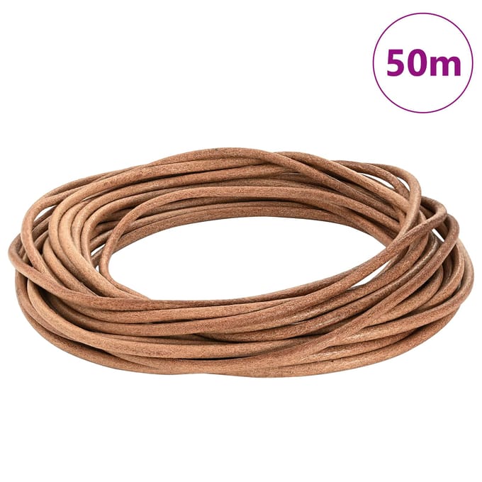 vidaXL Leren Koord 1 Bruin Ø5 mm x 50 m Leer