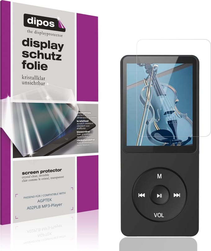 dipos – 4x Beschermfolie geschikt voor AGPTEK A02PLB MP3-Player | Krasbestendige & heldere Screenprotector Ultra-Thin