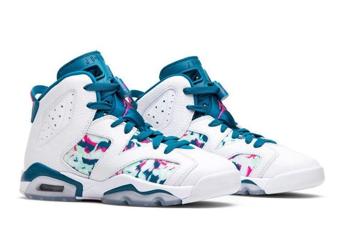 Jordan 6 Retro Wit Laser Fuchsia Groen Diep (GS) 40 white