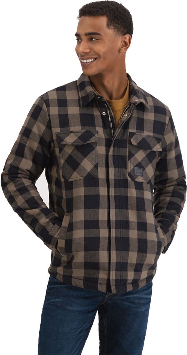 Vintage Industries Craft Heavyweight Sherpa Beige Check Jas Heren