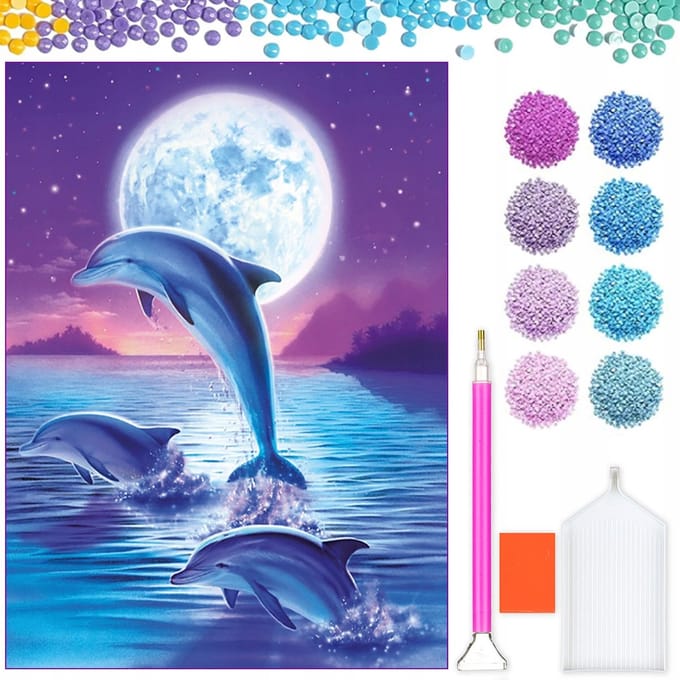 Diamond Painting Serie - Dieren - 30x40 - Delfijnen