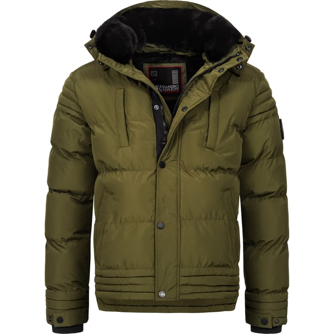Alessandro Salvarini heren winterjas AS-281 met teddyvoering en afneembare capuchon