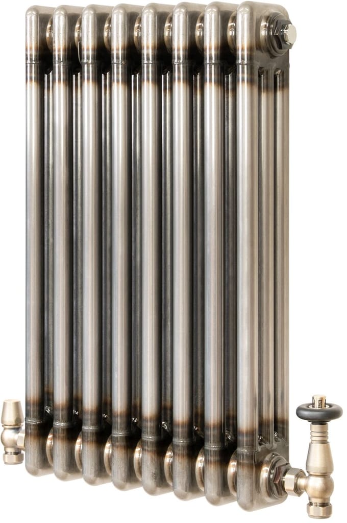 Kolomradiator - 3-kolom 600x425 mm - ruw metaal - incl. kraan