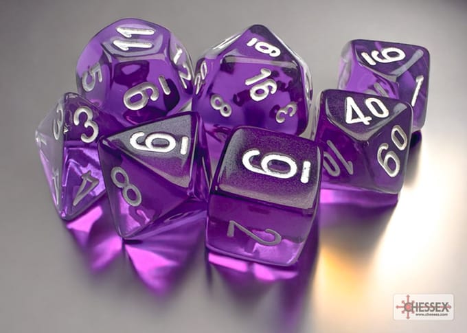 Chessex Translucent Mini-Polyhedral Dobbelsteen Set - Purple - 7 stuks