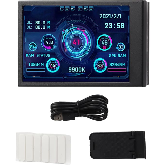 3,5 inch Computertemperatuurmonitor IPS Volledig Zichtscherm Klein Scherm voor AIDA64 PC CPU RAM Harde Schijf Gegevens blue