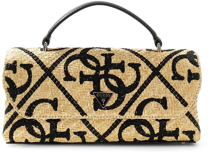 GUESS schoudertas handtas Kirsten Top Handle Flap Bag Natural / Black beige