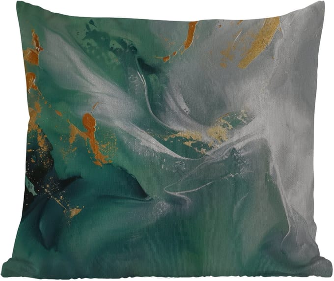 Tuinkussen - Groen - Modern - Marmer - Abstract - 40x40 cm - Weerbestendig