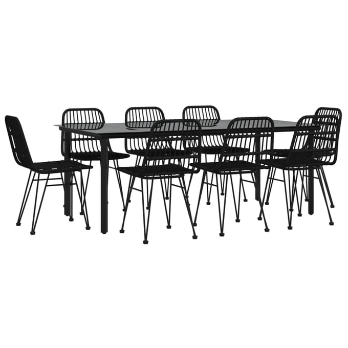 vidaXL - 9-delige - Tuinset - poly - rattan - zwart