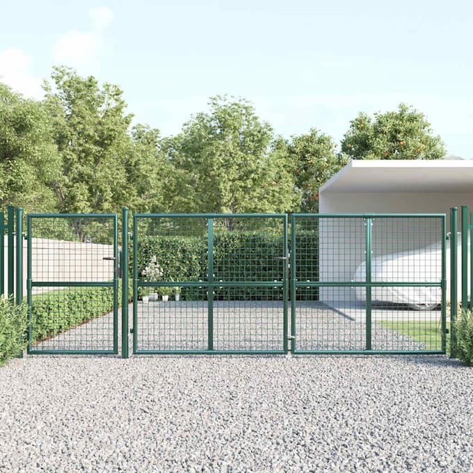 vidaXL Tuinhek van gaas 400x125 cm gegalvaniseerd staal groen