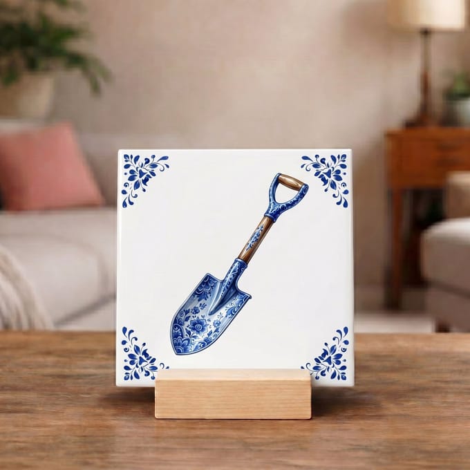 Delftsblauw Tegeltje 11x11 Schep – Tuinliefhebber Cadeau