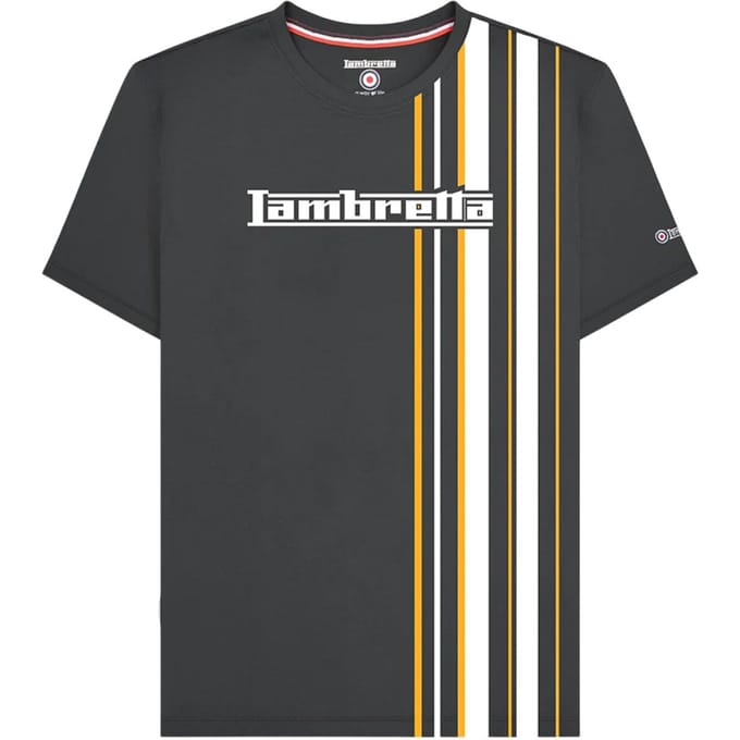 Lambretta Heren Racing Stripe T-shirt (IJzer/goud)