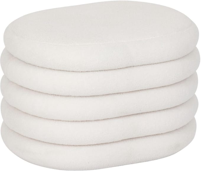 Atmosphera Poef Giulia - wit - boucle/teddy - 59 x 45 cm - met opbergruimte - hocker