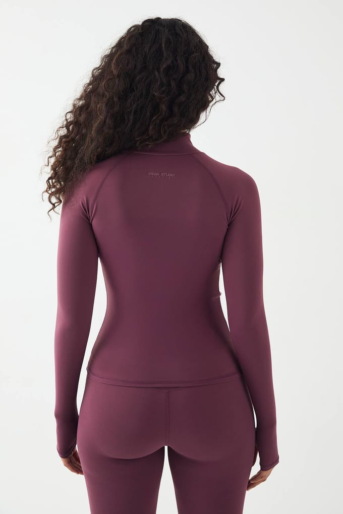 Dames DSGN Studio Sports Super Zachte Doorritsjack | Pruim | Maat: Medium