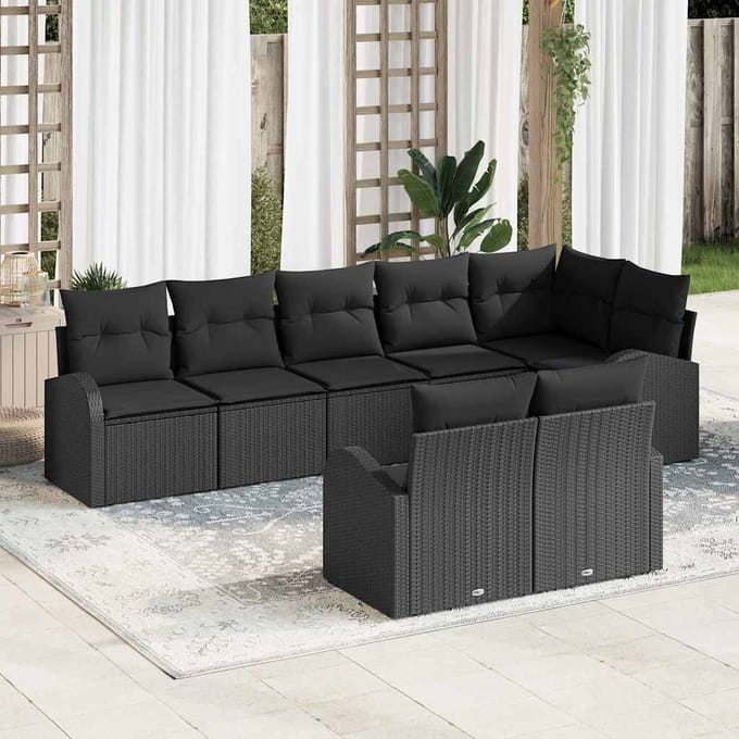 vidaXL - Tuinbank - Set - 8 - st - 8-zits - poly - rattan
