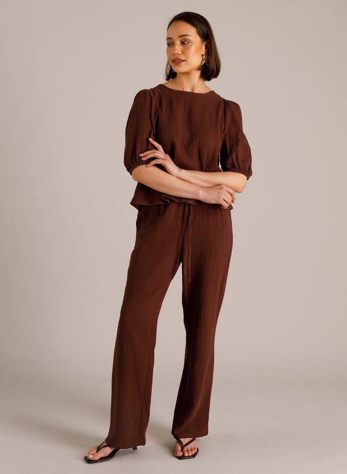 YEST Maja Tops - Coffee Brown - maat 38