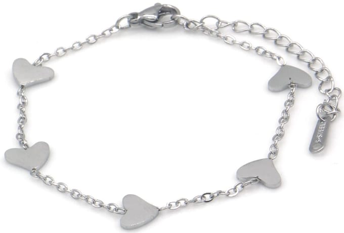 RVS hartjes armband 16-21 cm – zilverkleurig – dames – valentijn – cadeau