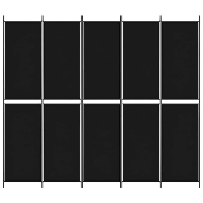 vidaXL - Kamerscherm - met - 5 - panelen - 250x220 - cm - stof - zwart
