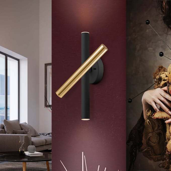Schuller Valencia LED wandlamp Varas, dimbaar, goud/zwart