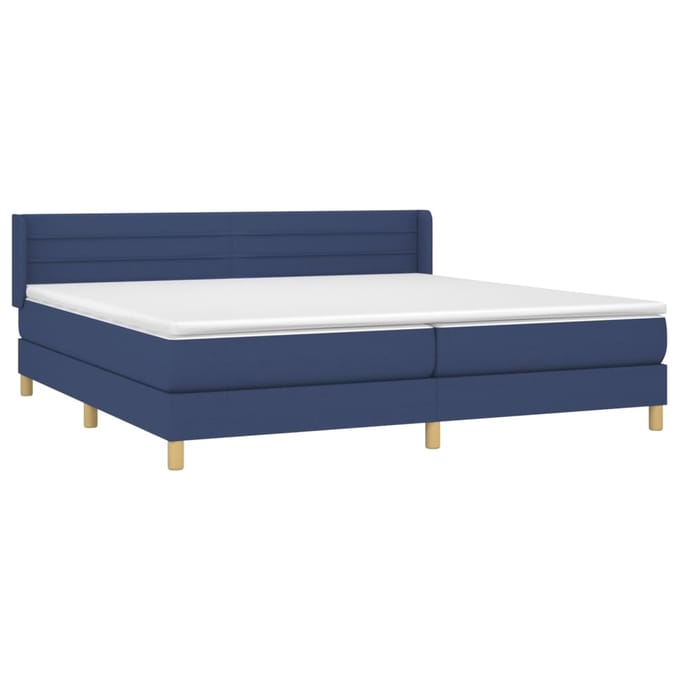 vidaXL - Boxspring - met - matras - stof - blauw - 200x200 - cm