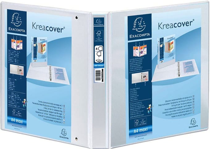 Exacompta Kreacover Ringband in PP personaliseerbaar - 2 D-ringen 20mm - A5 - Wit - 51021E