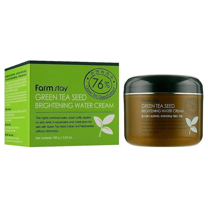 Farm Stay Green Tea Seed Brightening Water Cream 100g +RANDOM GIFT black