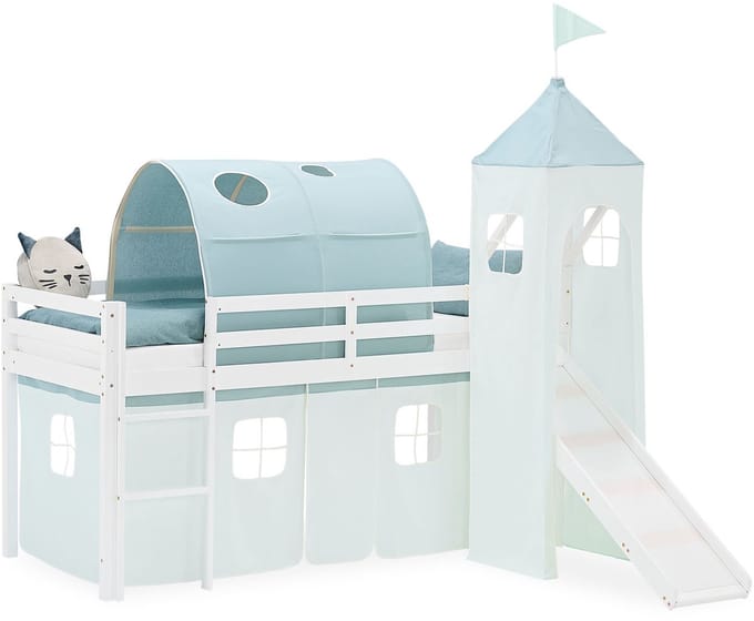 Homestyle4u Hoogslaper - 90x200 cm - Mint - met glijbaan