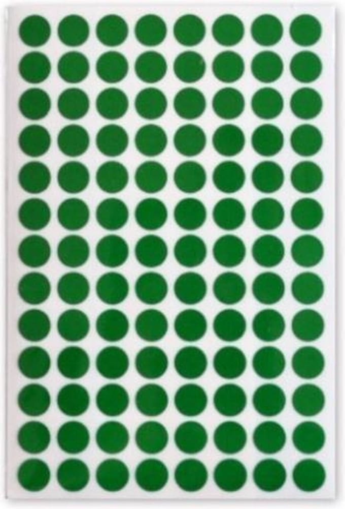 Soho Etiketten Rond 8 Mm Papier Groen 3 Vellen á 104 Stuks