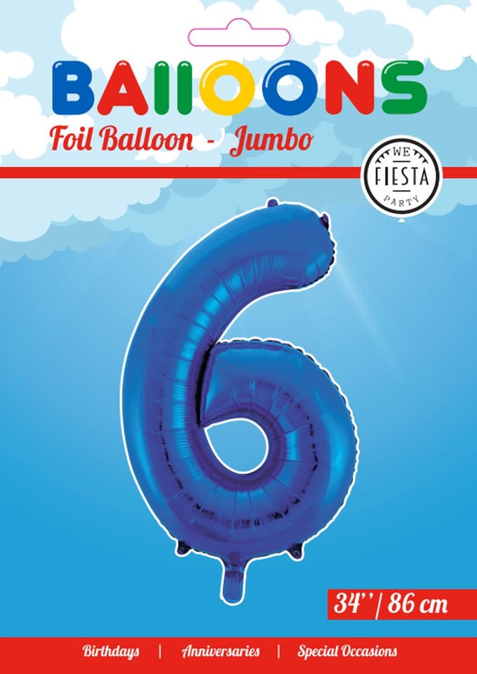 Folieballon 34" nmr. 6 - Blauw