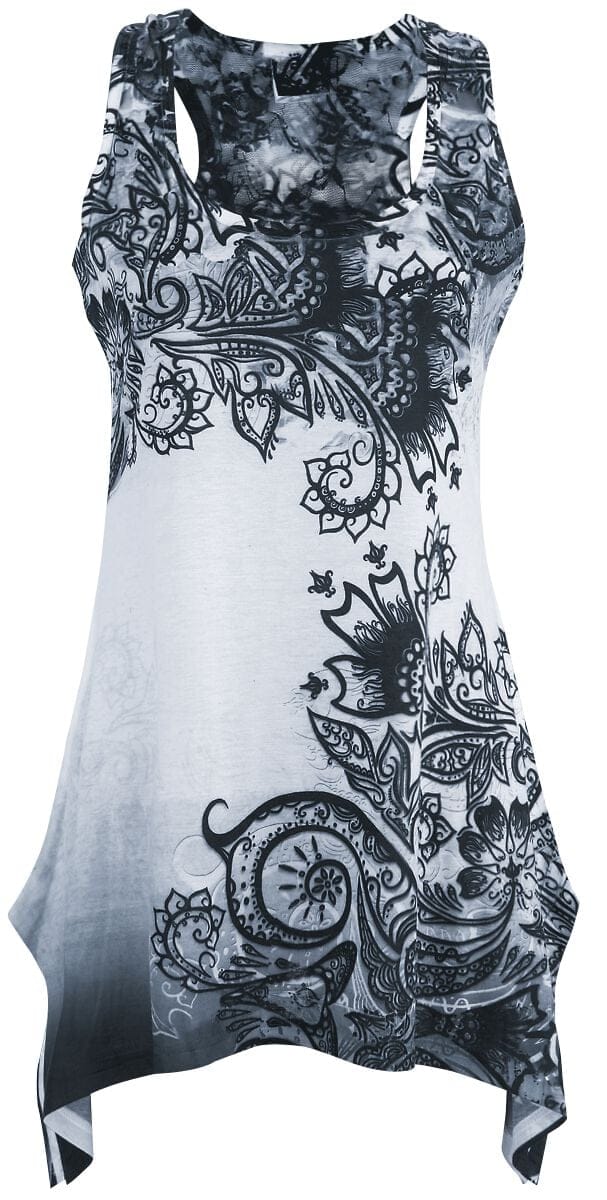 Innocent Top - Lace Panel Top - XS tot XL - voor Vrouwen - wit-zwart