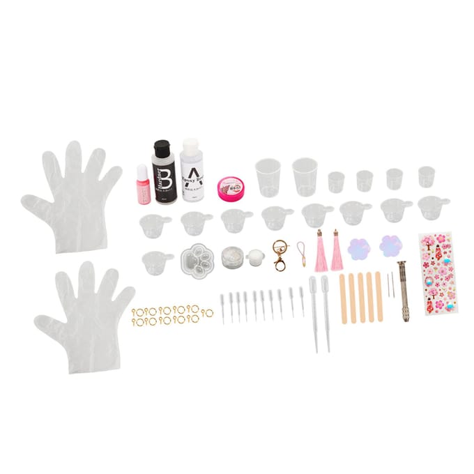 Hars Sieraden Maken Kit Sakura Kattenpoot Ontwerp Vorm Maatbeker Sticker Handboor Epoxy Hars Vorm Set white