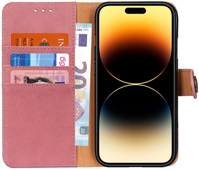 KHAZNEH Hoesje Portemonnee Book Case Roze Geschikt voor Apple iPhone 14 Pro Max