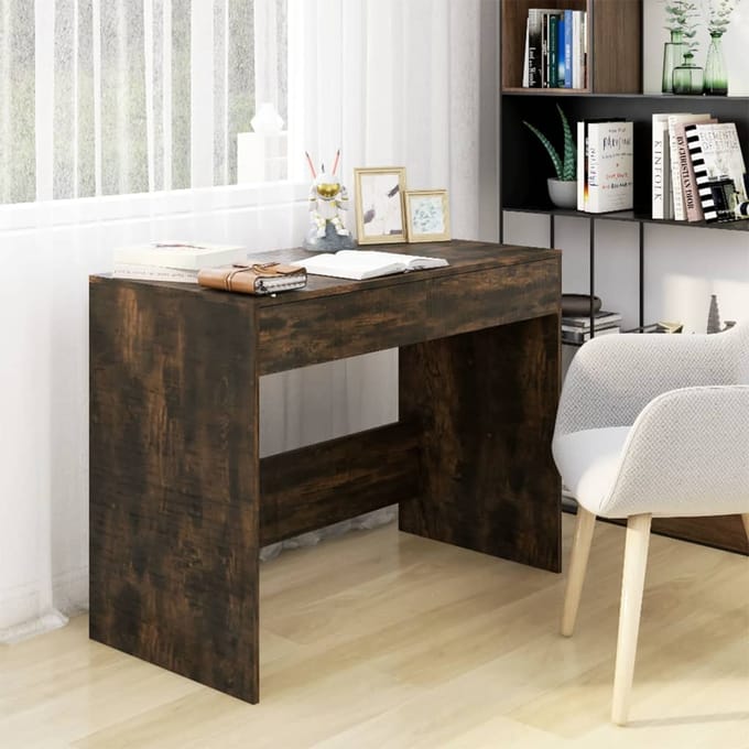 vidaXL - Bureau - 101x50x76,5 - cm - spaanplaat - gerookt - eikenkleurig