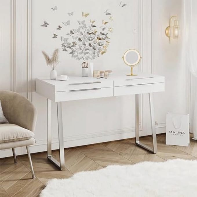 Stijlvolle Opmaaktafel Wit met 4 Laden - 125 cm