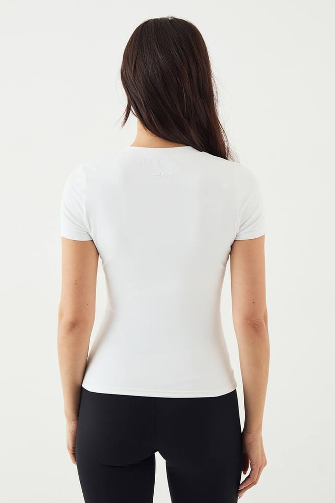 Dames DSGN Studio Ultra Sculpt V-hals Korte Mouwen Top | White | Maat: Large