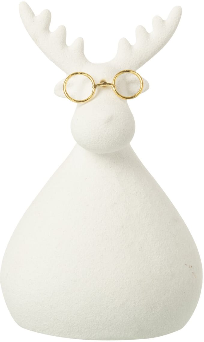 J-Line figuur Rendier - porselein - wit/goud - small