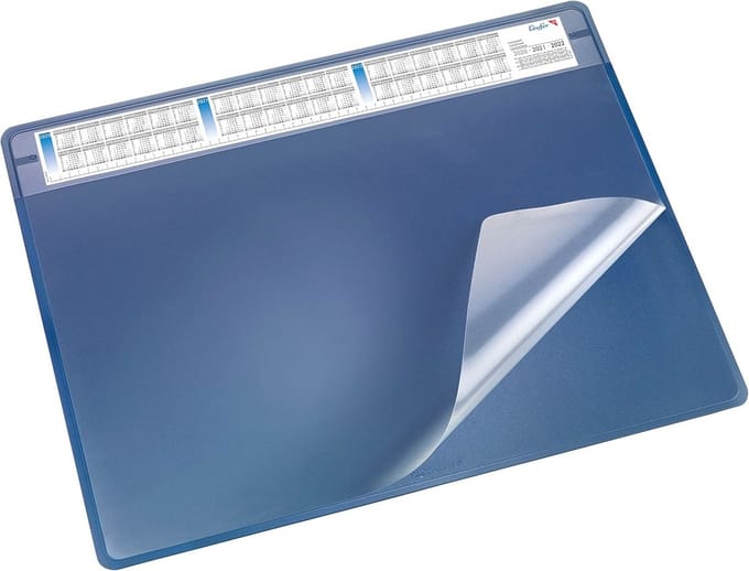 Zachte bureaulooponderlegger met kalender en antislipfunctie - 50 x 65 cm - Blauw