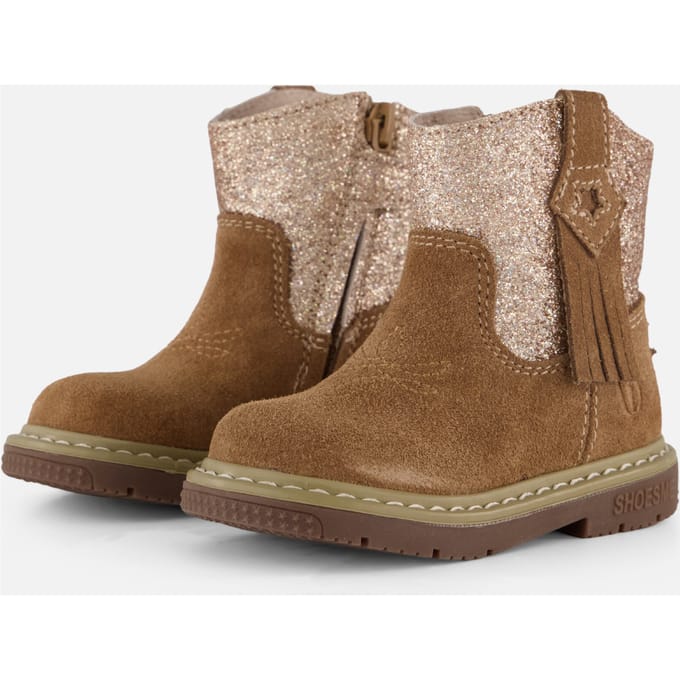Shoesme Glitter Laarsjes cognac Suede - Dames - Maat 24