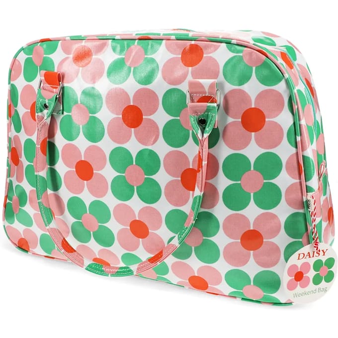 Rex London - weekendtas kunststof - Daisies roze-groen