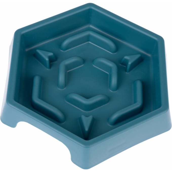 TIAKI Langzaam Voerbakje Blauw Zeshoek 450ml Hond