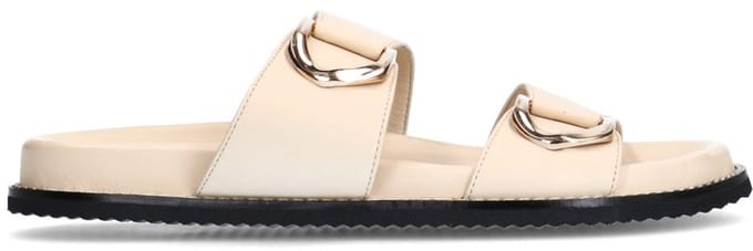 Sacha - Dames - Off white leren slippers met goudkleurige details - Maat 36
