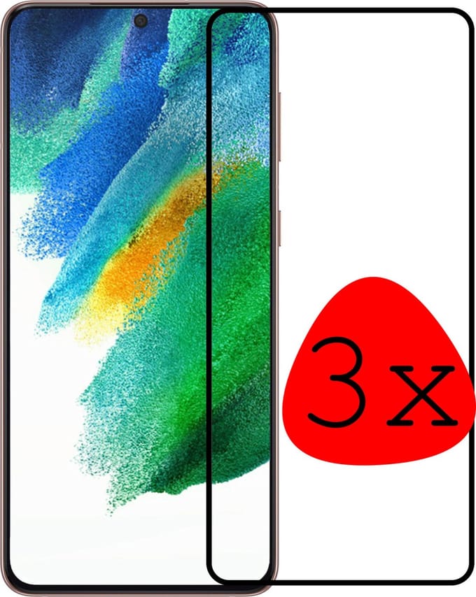 Screenprotector - 3 Stuks Geschikt voor Samsung Galaxy S21 FE - Full Cover - Beschermglas - Gehard Glas - Tempered Glass - Screen Protector