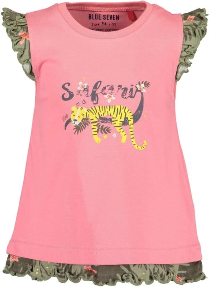 Blue Seven-Kids Girls knitted T-Shirt-Light red-Rose
