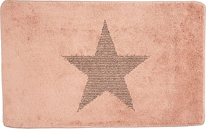Clayre & Eef Badmat 78x48x1 cm Roze Polyester Ster